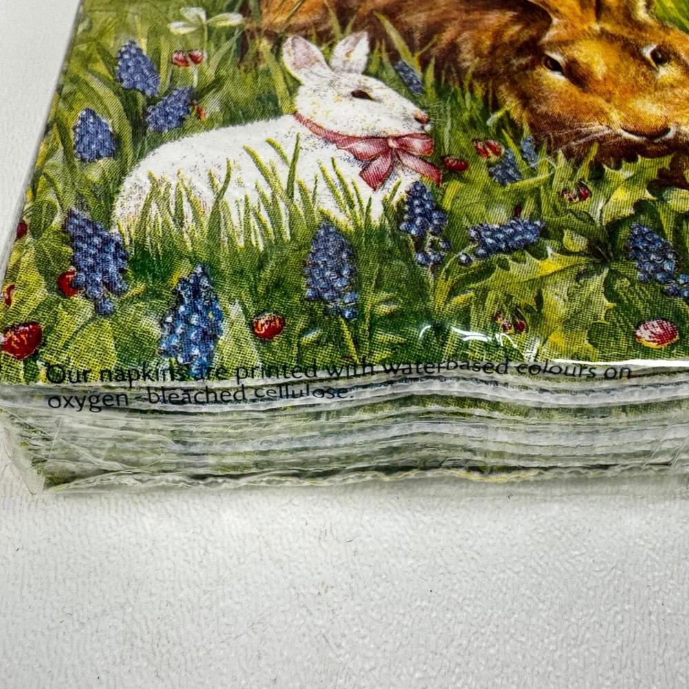 IHR Bunny Friends Green Easter Napkins 20Ct Cocktail 20Ct Lunch Rabbit Chic Eggs